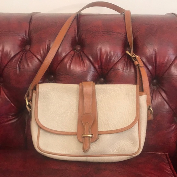 Dooney & Bourke All Weather Leather Tan and Cream Shoulder Bag - Picture 1 of 10